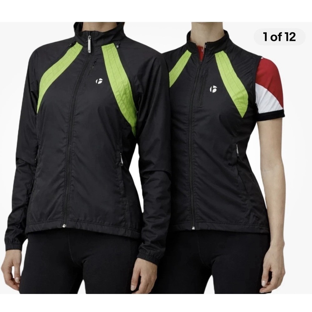 BONTRAGER Convertible WSD Windshell Womens S Jacket Cycling Black Neon Green NWT